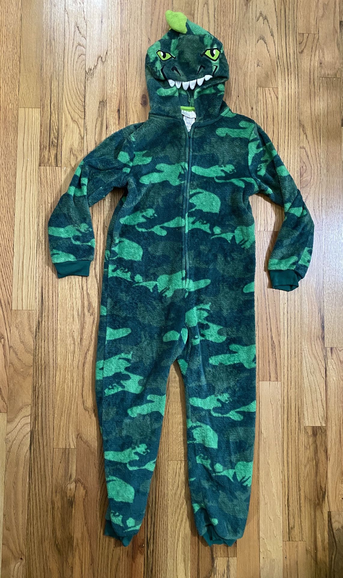 Boys Size S (7/8) Saint Eve Youth Hooded Fleece Sleeper 1-Piece Pajamas Dinosaur