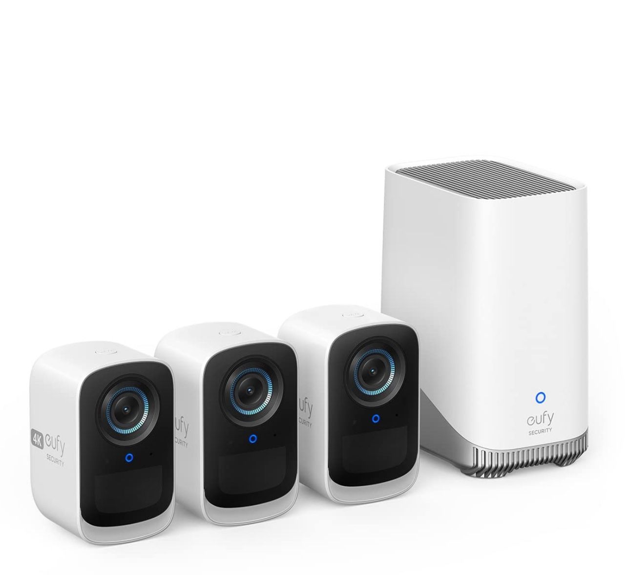 eufy security eufyCam S300(eufyCam 3C)3-Cam Kit, Security Camera Outdoor Wireless, 4K Camera, Expandable Local Storage, Face Recognition AI, Spotlight