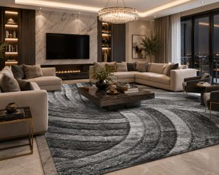 Large Gray Abstract Area Rug
