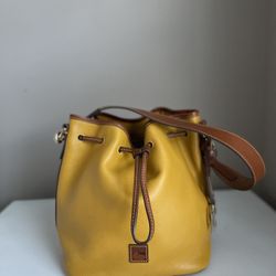 Dooney & Bourke Italian pebble grain leather drawstring bucket bag