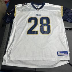 Vintage St Louis RAMS HOF #28 MARSHALL FAULK Reebok AUTHENTIC JERSEY USED