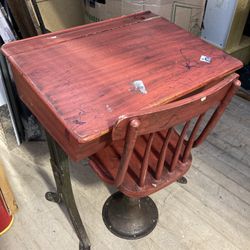 Old Kids School Desk And Chair