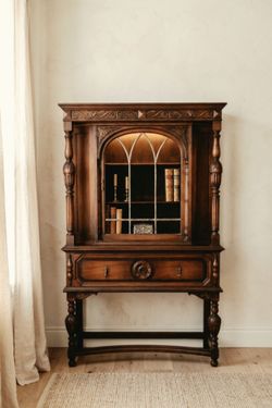 Vintage Solid Walnut Wood Hutch/Cabinet