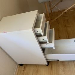 Two White Small File Cabinets