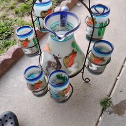 Glass Pitcher With Cup  Set