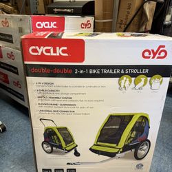 Cyclic Double 2 Seat Kids' Bike Trailer - Gray/Green