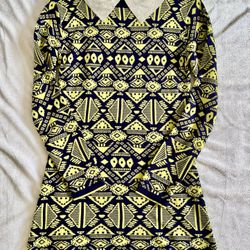 Patterned Knit Dress with Collar – Vintage Style – Size S