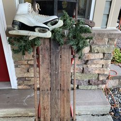 Wooden Sled With Skates