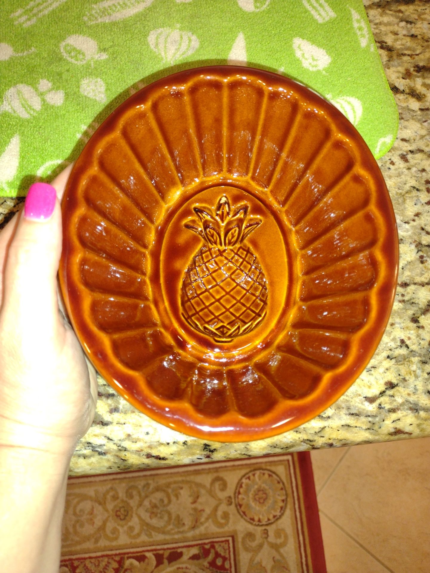 Ceramic Dish With Pineapple Imprint