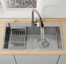 30 in Undermount Large Single Kitchen Sink, Food-Grade 304 Stainless Steel with Honeycomb Pattern, R10 Rounded Corners + X-Shaped Water Guide