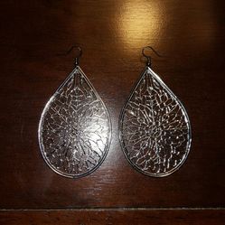 Large Silver-Tone Earrings New