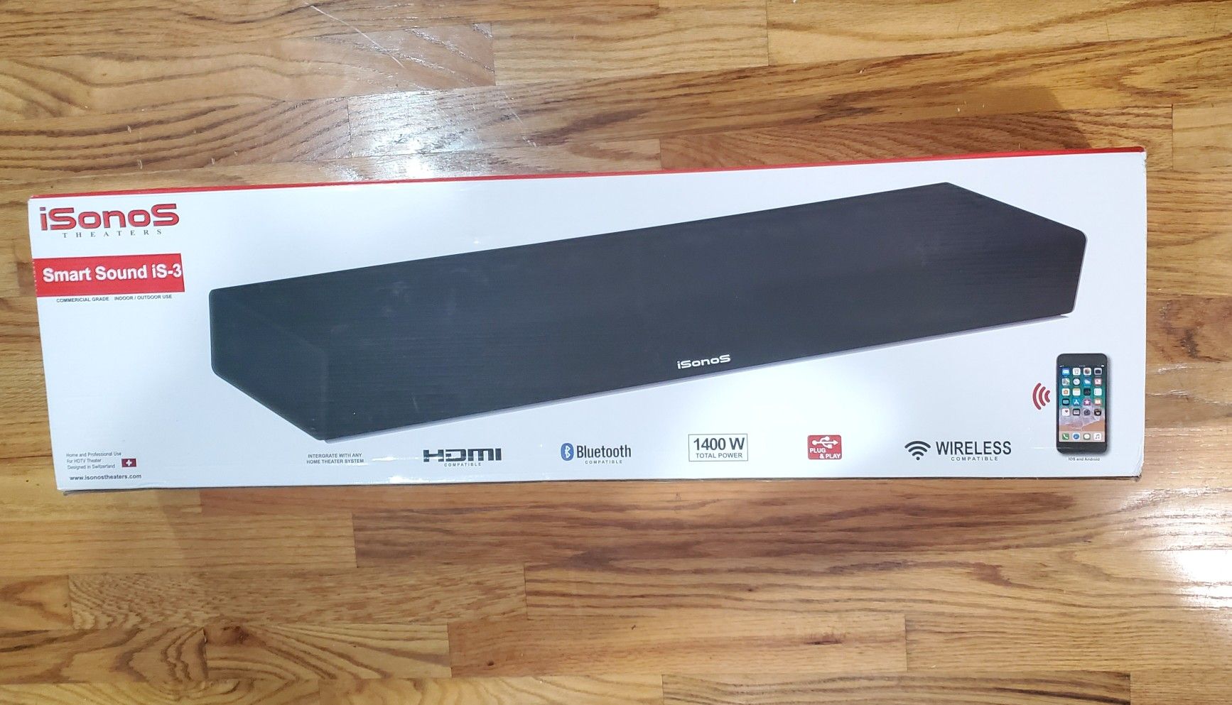 iSONOS Home Theater Smart Sound IS-3 Sound Bar Comercial Grade Indoor/Outdoor