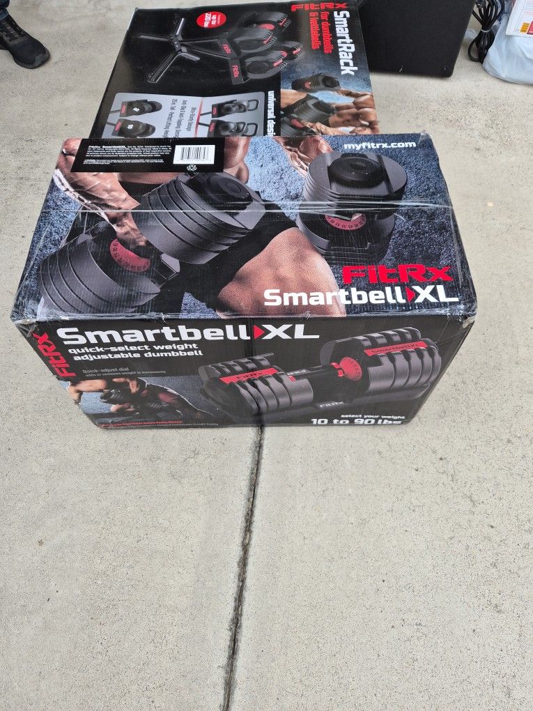 (2 pack) FitRx Adjustable Dumbbells, 10 To 90 lb SmartBell Dumbbell Set with Quick-Select Weights 