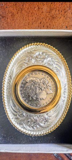 Ride High in Style and Elevate Your Self with This Rare &Real 1900 Morgan Dollar on a US Silver Class Act American Buckle, Unworn, Trade X Gold