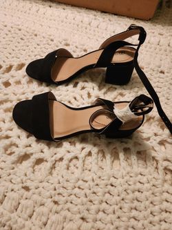 Faux Suede Block Heel Sandal