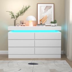 6 Drawer LED Dresser With Power Outlet