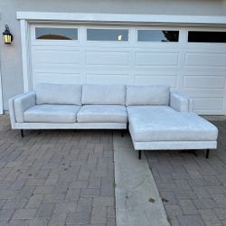 FREE DELIVERY - Living Spaces Mid-Century Modern White Sectional Sofa