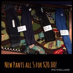 5 New Pants for Boys at $20.00