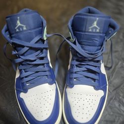 Nike Air Jordan 1 Mid Mystic Navy Mint Foam White 554724 413 Men's Size 11
