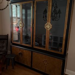 Solid wood China Hutch with display lights inside