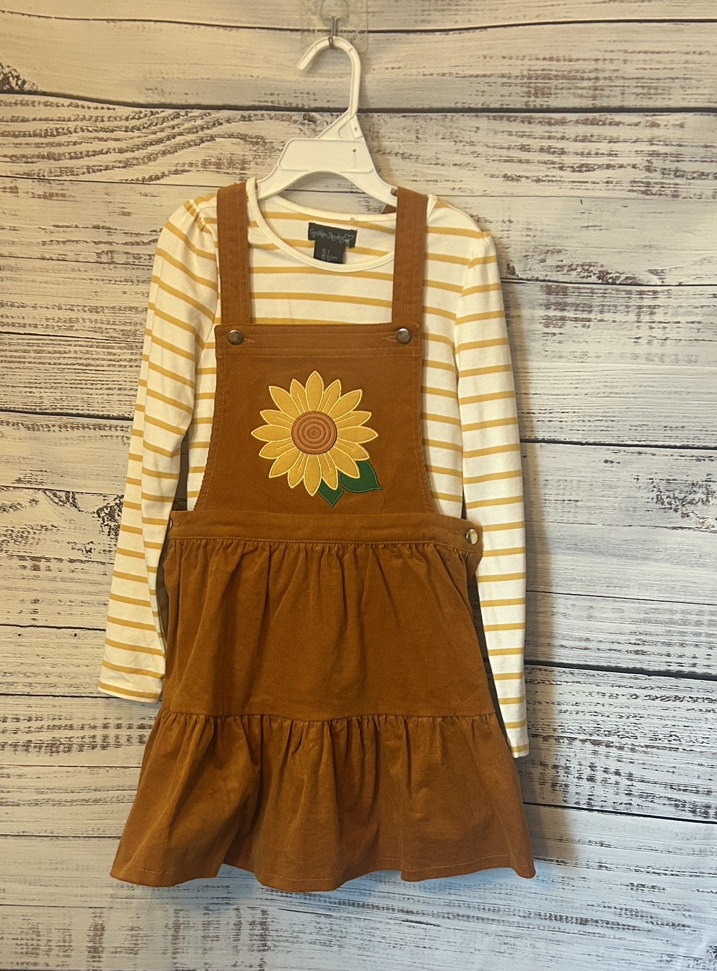 Cynthia Rowley Brown and Yellow Dress with sunflower size 7