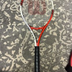 Red And White Wilson Federer Tennis Racquet + Bag