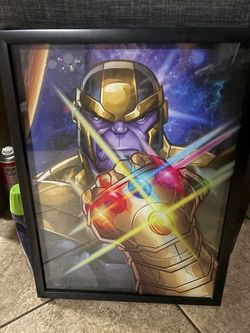 Thanos Infinity Gauntlet Framed Art Print with glass.
