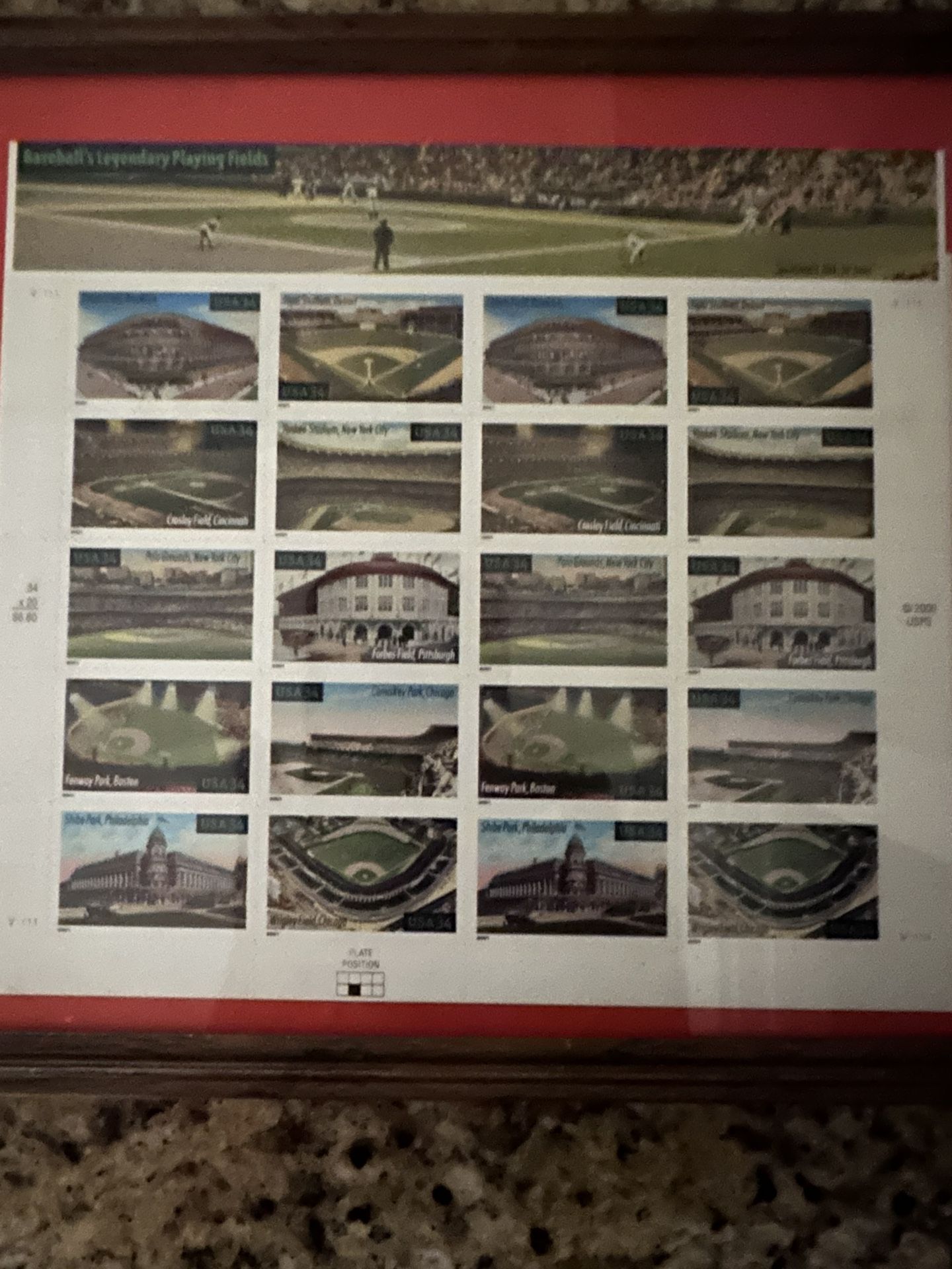 Framed Baseball U S Forever Stamp Set