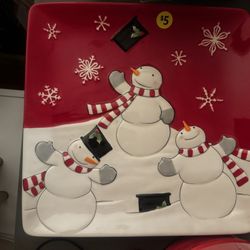 Snowman Decorative Ceramic Platter