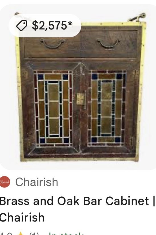 Vintage Brass Oak Cabinet 