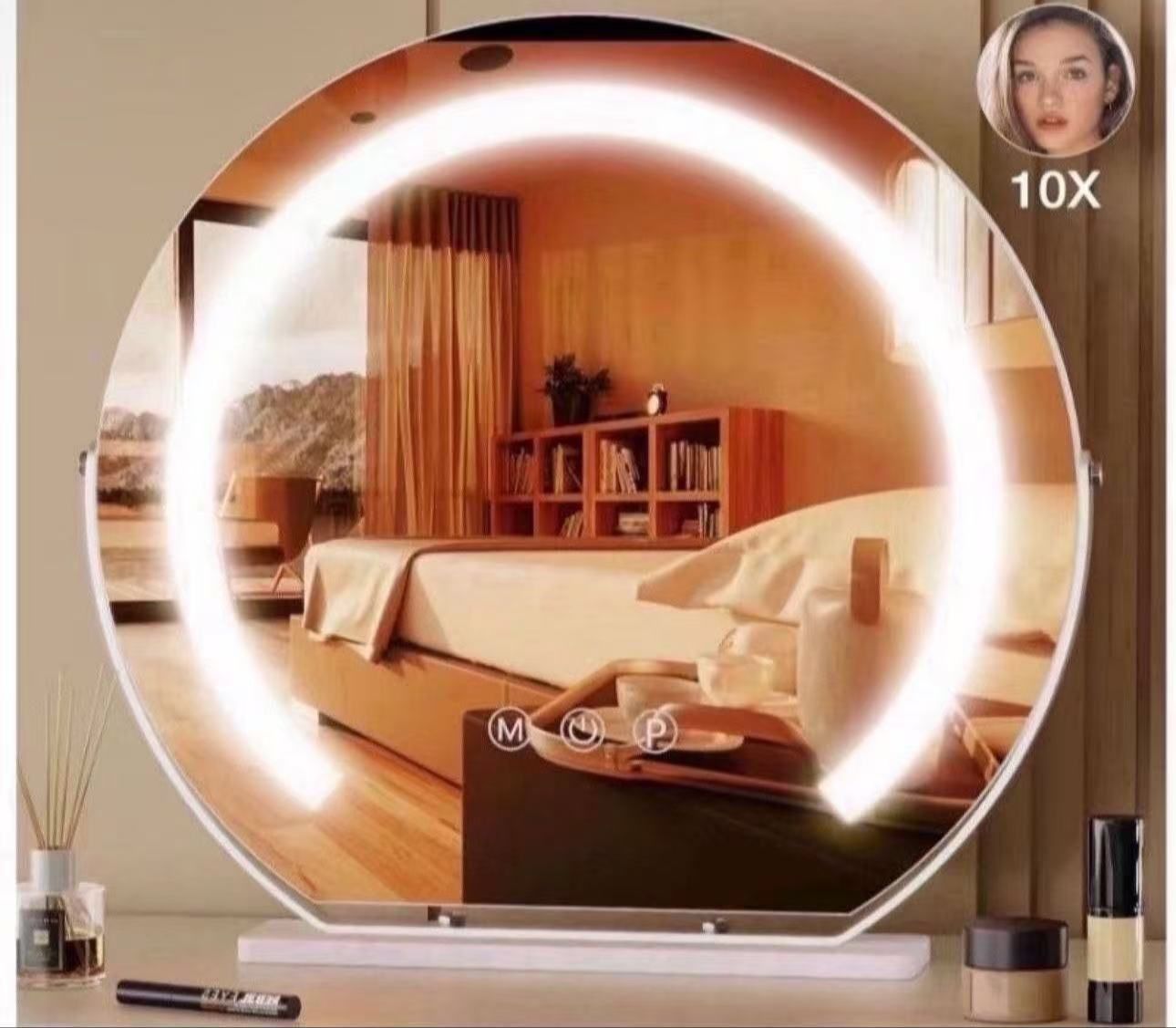 Vanity Mirror with Lights,Round Light Up Makeup Mirror for Dressing Table, Desk, Bathroom, Bedroom Touch Screen Control, 3 Colors Dimmable LED Table M