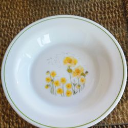 Arcopal ARC Yellow Poppy, summer meadow 8.5" rimmed soup/pasta bowls, set 3