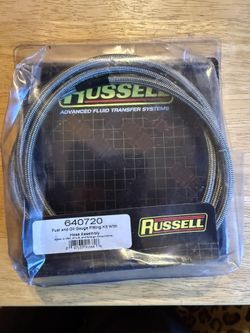 Russell 640720; Oil and Fuel Pressure Gauge Hose, 6 ft, -04AN, Steel Braid