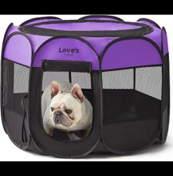 SIEDiHiT Dog Playpen – Foldable Indoor/Outdoor Pet Pen, Portable Metal Fence