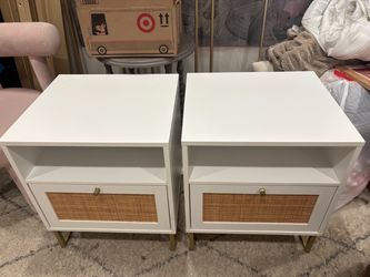 White and cane nightstands (2)