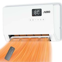 Wall-Mounted Space Heater with ECO Thermostat and Remote Control, LED Display, 60°/90°/120° Oscillation Modes, 24-Hour Timer