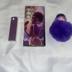 Phone Case For Galaxy S23 Ultra .pom-Pom Keychain, Screen Cleaner.