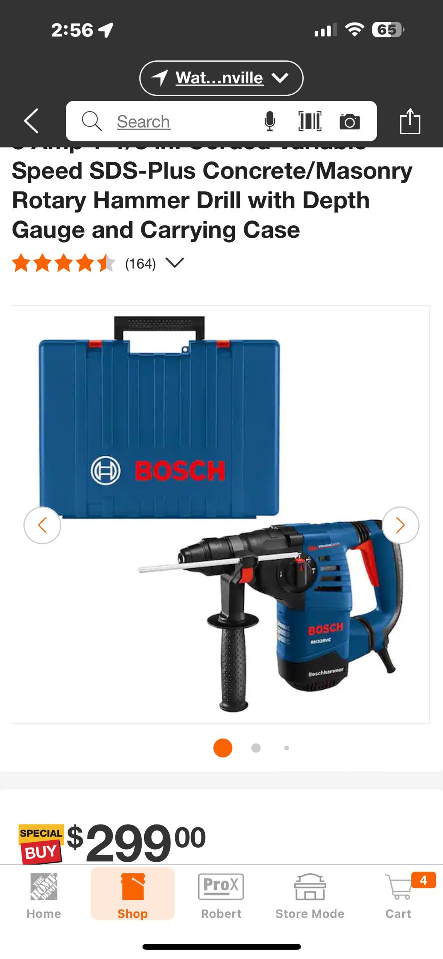 Bosch 8 Amp 1-1/8 in. Corded Variable Speed SDS-Plus Concrete/Masonry Rotary Hammer Drill with Depth Gauge and Carrying Case