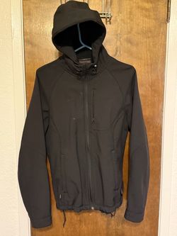 Black Full-Zip Hooded Softshell Jacket