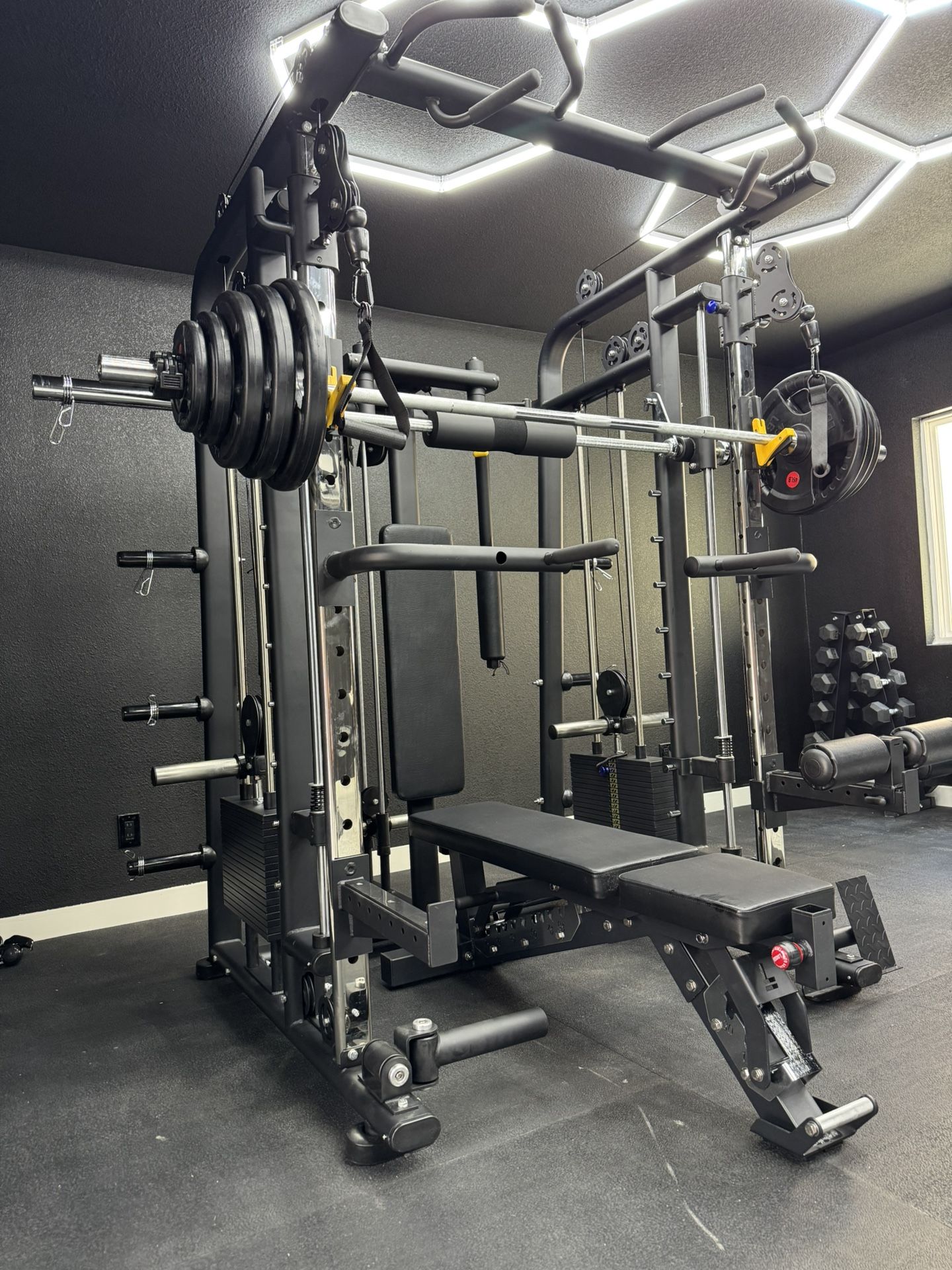 LLERO Commercial P1 Smith Machine - Weights, Mats & Bench Included - Free Delivery & Assembly