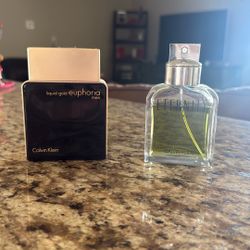 2 Calvin Klein Colognes (Clavin Klein Eternity For men) (Liquid gold euphoria for men)  
