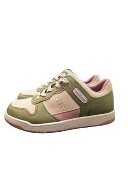 Coach, C201 Women's Size 9 Sneakers, Green, Rose, & Creme color