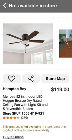 BRAND NEW NIB SEALED Hampton Bay 52" Melrose Indoor Ceiling Fan Bronze Finish