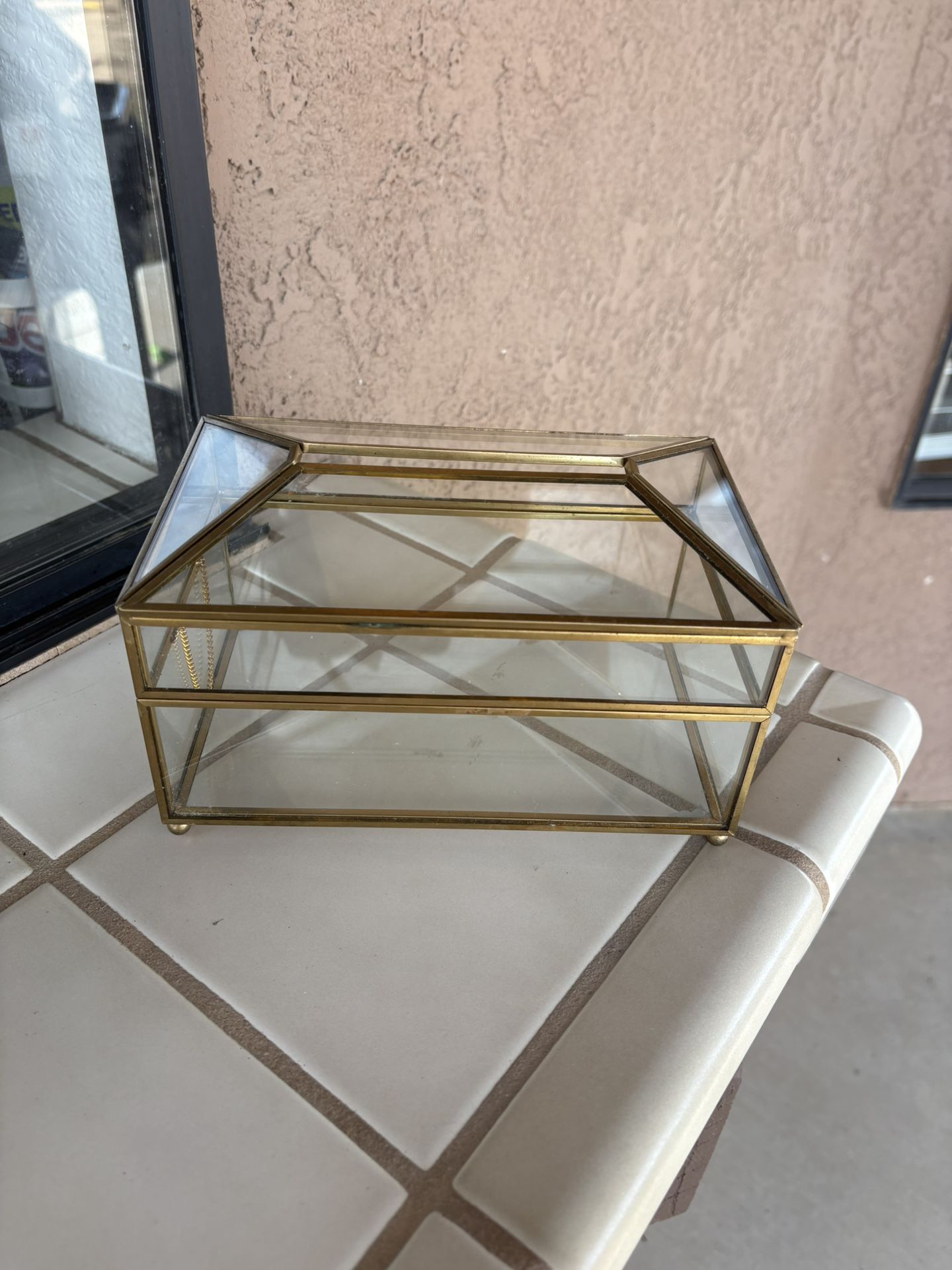Gold Glass Tissue Box Container 