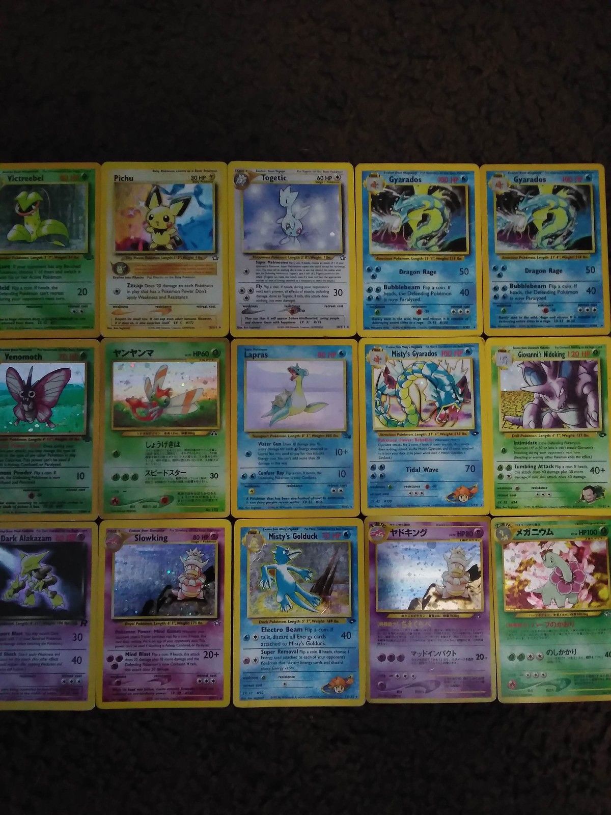 Hollagram pokemon cards from the first round of pokemon back in the day