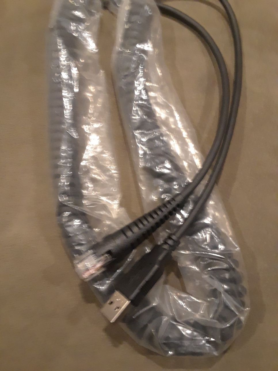 Usb A male to a Rj45 male spring cable