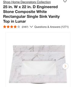25 in. W x 22 in. D Engineered Stone Composite White Rectangular Single Sink Vanity Top in Lunar