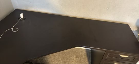 Dark Brown L-Shaped Office Desk 70in x 70in