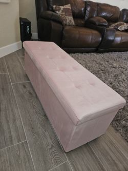 Pink Velvet Bench With Storage