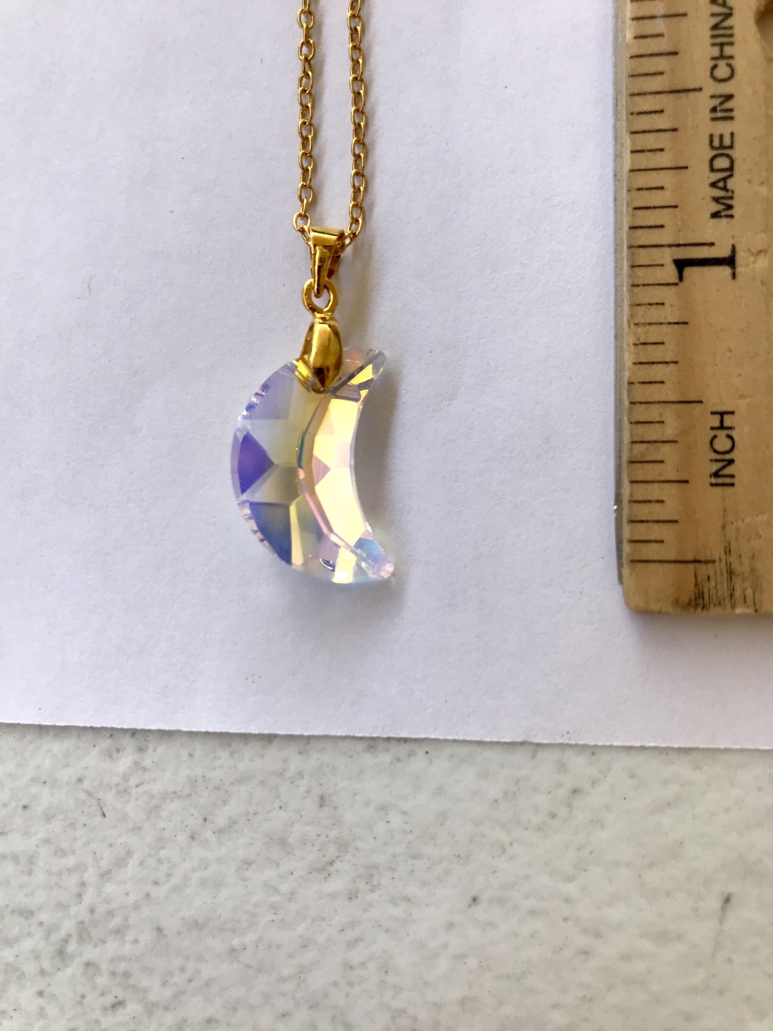 The moon pendant necklace jewelry crystal gold chain plated gift